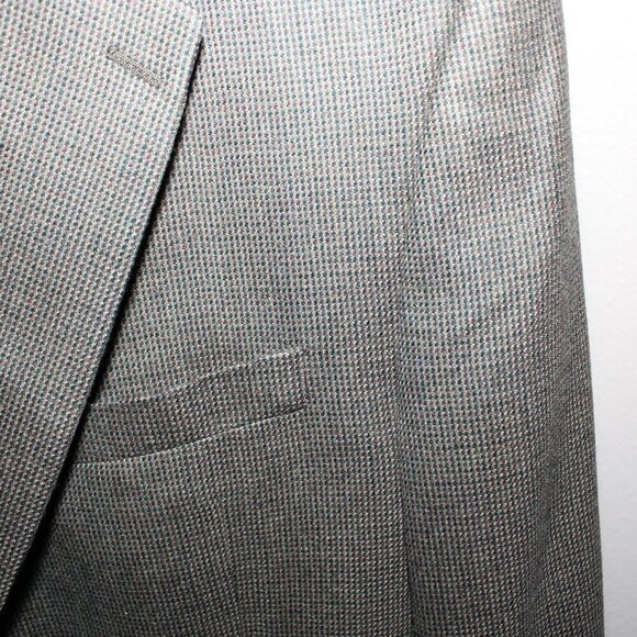 Lauren Ralph Lauren Mens Wool Suit Jacket Sport Coat Green Brown Houndstooth 48R - Picture 3 of 13